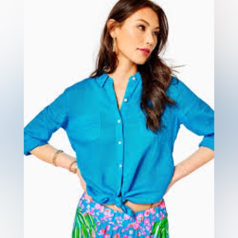 NWT Lilly Pulitzer Turquoise Button Down